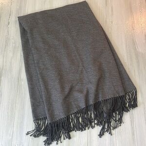 West Elm Gray Soft Tasseled Blanket Throw